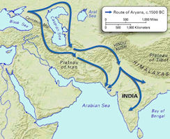 India History Map - Aryans 1500 BC