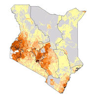 Kenya Map - Population 1974