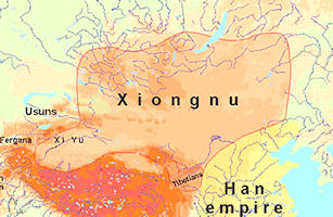 Mongolia History Map - Xiongnu 199 BC-AD 155 