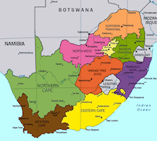 South Africa Map - Provinces 1995