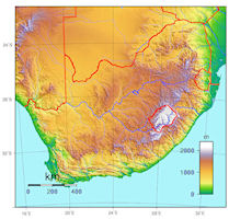 South Africa Map - Elevation