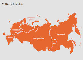 Map of Russian Military Districts 2015