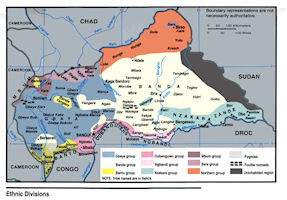 Central African Republic - C.A.R. Map - Ethnic Groups