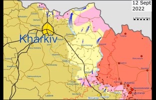 A timelapse of the Ukrainian offensive in Kharkiv Oblast so far. (Approximate situation each day as of 00:00 UTC)