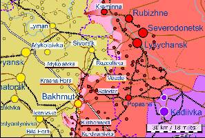 Russian forces expanded control between Bakhmut and Sivers'k, capturing the settlement of Mykolaivka.