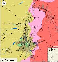 A close-up map of the approximate situation around the city of Bakhmut.