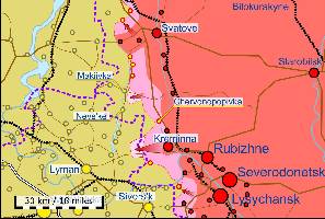 Russian forces have advanced from Kreminna and around Makiivka and Nevs'ke.