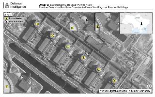 Zaporizhzhya Nuclear Power Plant: Russian defensive positions constructed from sandbags on reactor buildings
