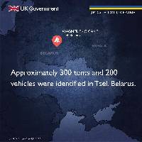 Approximately 300 tents and 200 vehicles were identified in Tsel, Belarus.