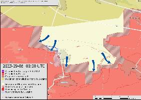 Northwest of Robotyne Ukraine has made minor gains and are attempting to advance into Russian positions west of the settlement.