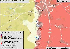 Near Bakhmut, Ukraine has made progress south of Andriivka.