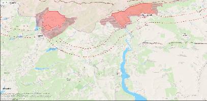 A look at the current control status north of Kharkiv with possible 10km and 15km line buffer zone limits from the Russian border.