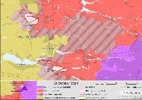 Russia has advanced west from Ukrains'k taking control of most of Tsukuryne, and has also taken positions along the rail line north of the settlement.