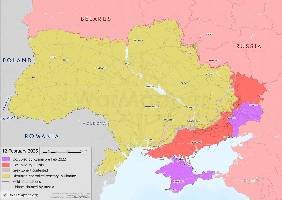 An overview map of the situation in Ukraine as of 12 Feb 2025