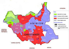 South Sudan Map - Religion