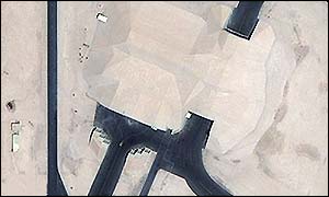 This large structure is a hardened concrete aircraft shelter [Picture: DigitalGlobe/ Global Security.org]