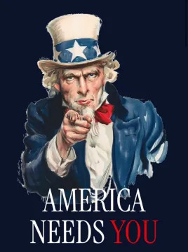Uncle Sam pointing at the viewer with text below that reads 'AMERICA NEEDS YOU.'