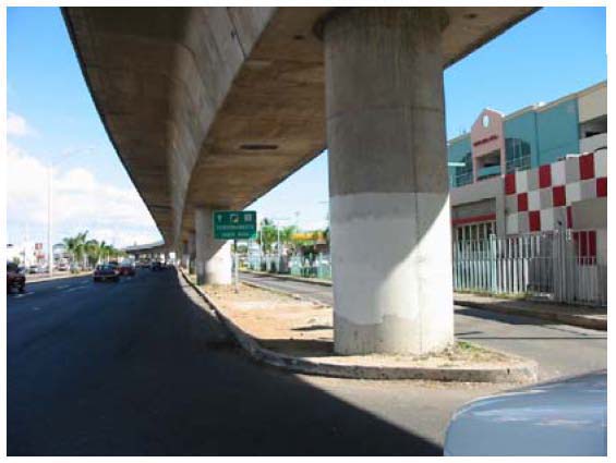 Photo showing a typical elevated structure column