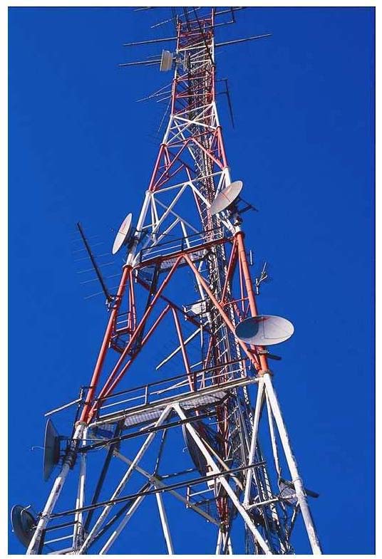Photo of a communications broadcast tower