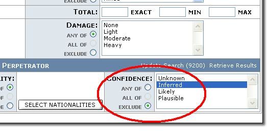 Date: 03/20/2009 Description: National Counterterrorism Center graphic of confidence level of 'Inferred' in the Advanced Search facility of WITS. State Dept Photo