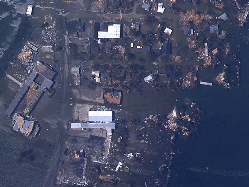 Aerial image of Cameron, LA, as of Sept. 25, 2005
