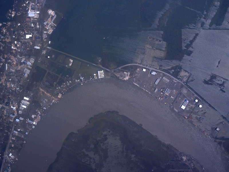 Aerial image of Cameron, LA, as of Sept. 25, 2005