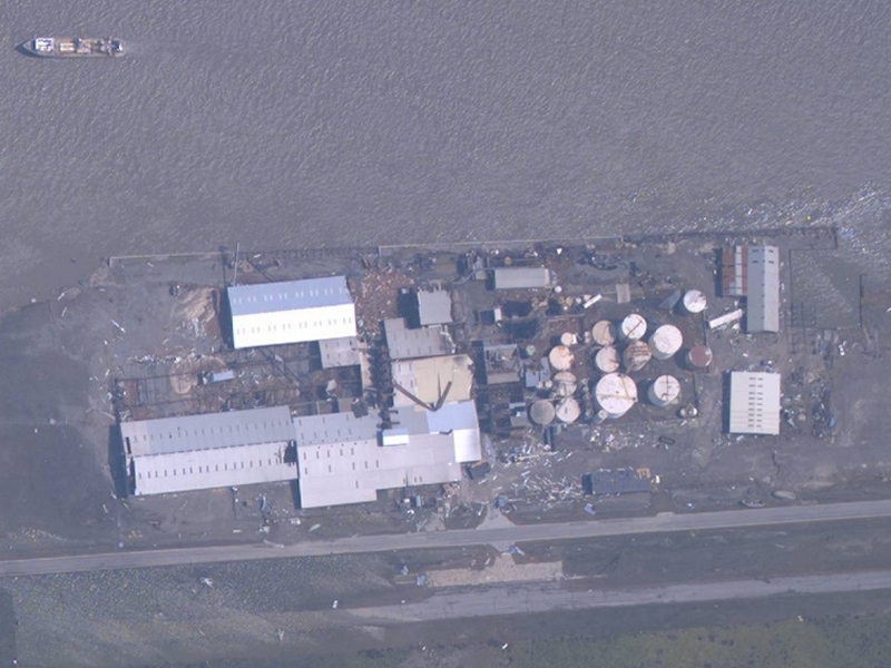 Aerial image of Cameron, LA, as of Sept. 25, 2005