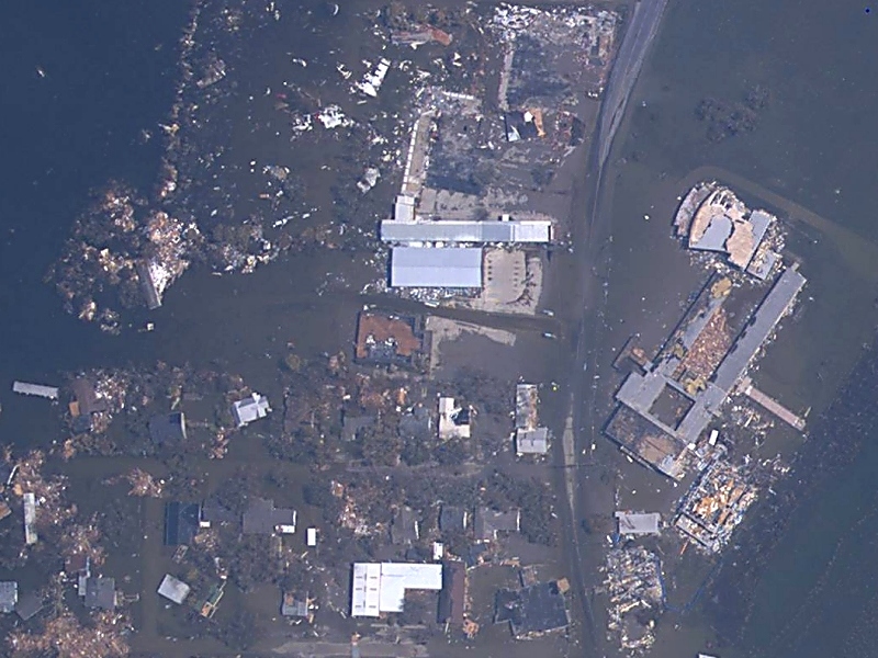 Aerial image of Cameron, LA, as of Sept. 25, 2005