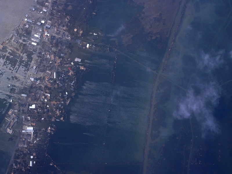 Aerial image of Cameron, LA, as of Sept. 25, 2005