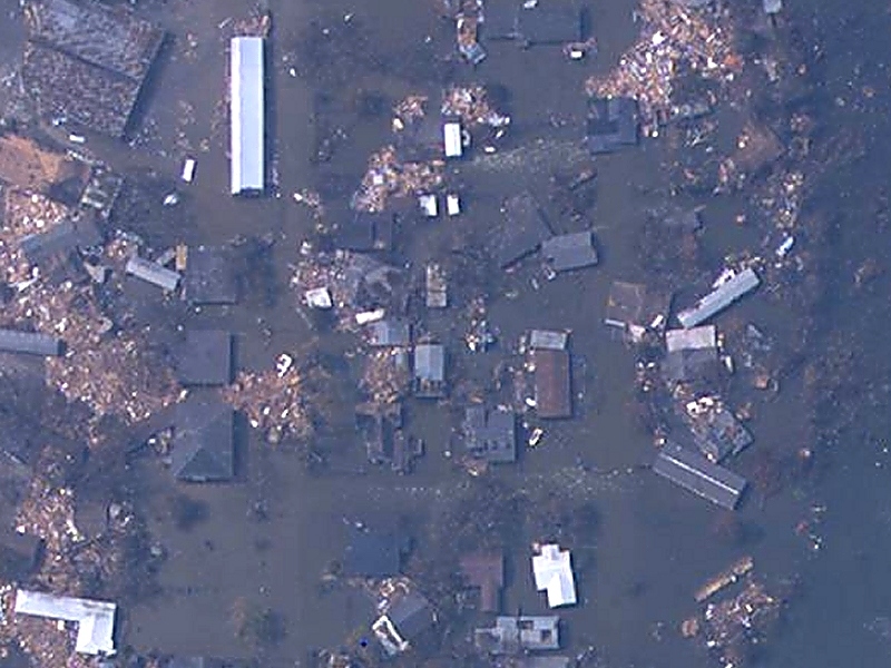 Aerial image of Cameron, LA, as of Sept. 25, 2005