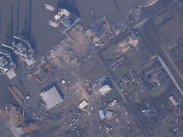 Aerial image showing Sabine Pass, TX on Sept. 25, 2005