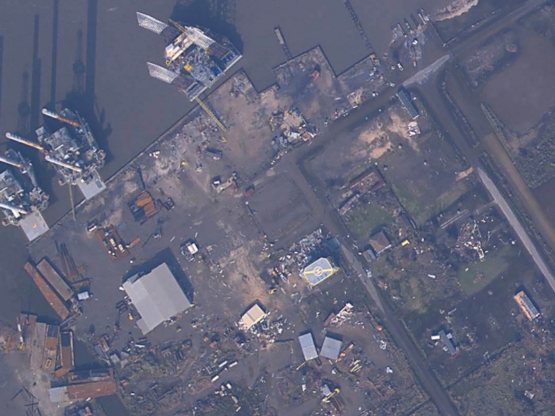 Aerial image of Sabine Pass, TX as of Sept. 25, 2005