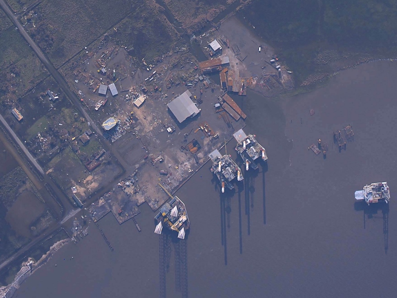 Aerial image of Sabine Pass, TX as of Sept. 25, 2005