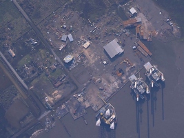 Aerial image showing Sabine Pass, TX on Sept. 25, 2005