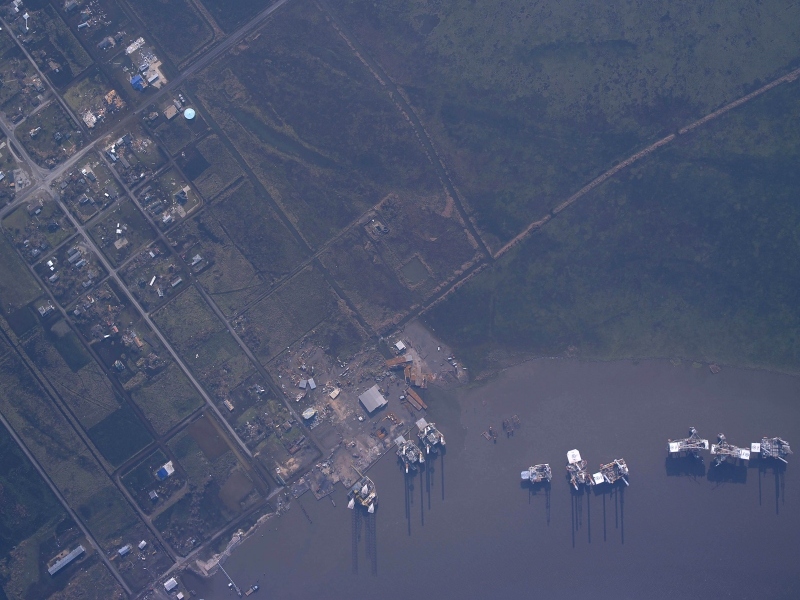Aerial image of Sabine Pass, TX as of Sept. 25, 2005