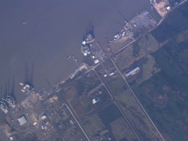 Aerial image showing Sabine Pass, TX on Sept. 25, 2005