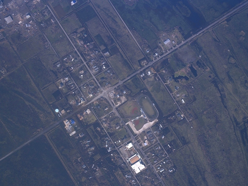 Aerial image of Sabine Pass, TX as of Sept. 25, 2005