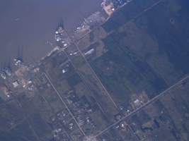 Aerial image showing Sabine Pass, TX on Sept. 25, 2005