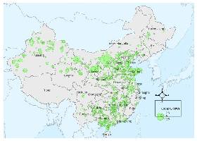 This map shows prospective large utility-scale solar capacity in China. Credit: Global Energy Monitor.