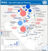 Iraq: new IDPs map by province - as of 18 June 2014. Credits: UN Iraq