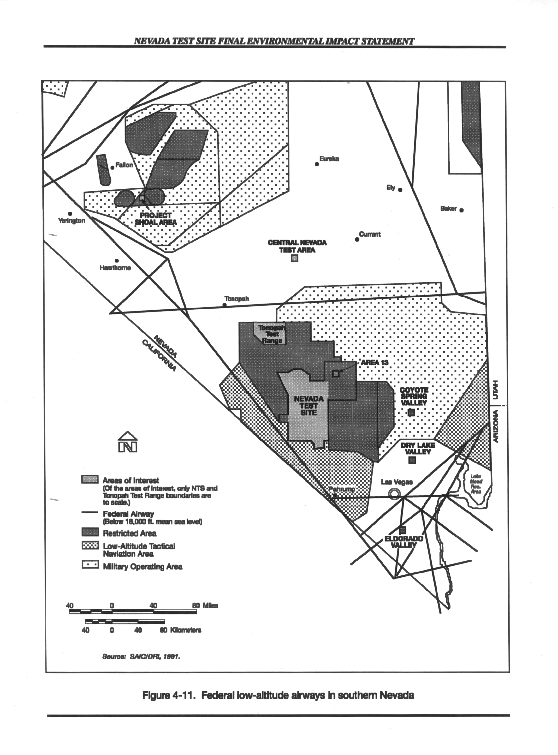Federal low-level airways in southern Nevada