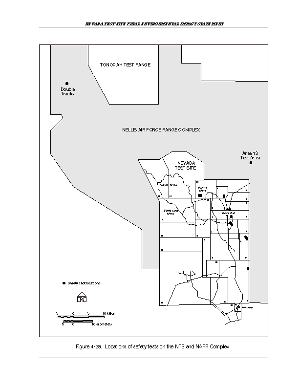 Location of safety shots on the NTS, Tonopah Test Range, and NAFR Complex