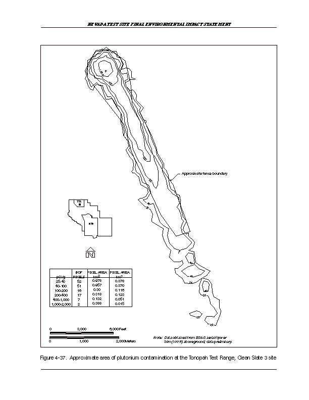 Approximate area of plutonium contamination at the Tonopah Test Range, Clean Slate 3 Site