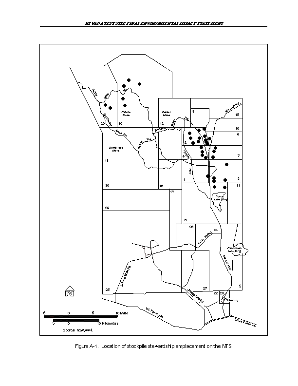 Location of Stockpile Stewardship Emplacement Holes on the NTS