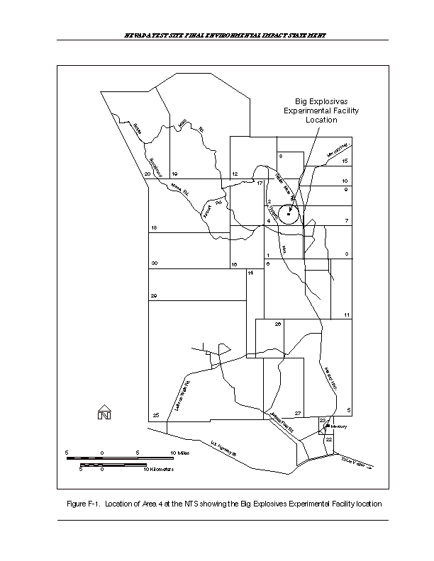 Location of Area 4 at the NTS showing the Big Explosives Experimental Facility location